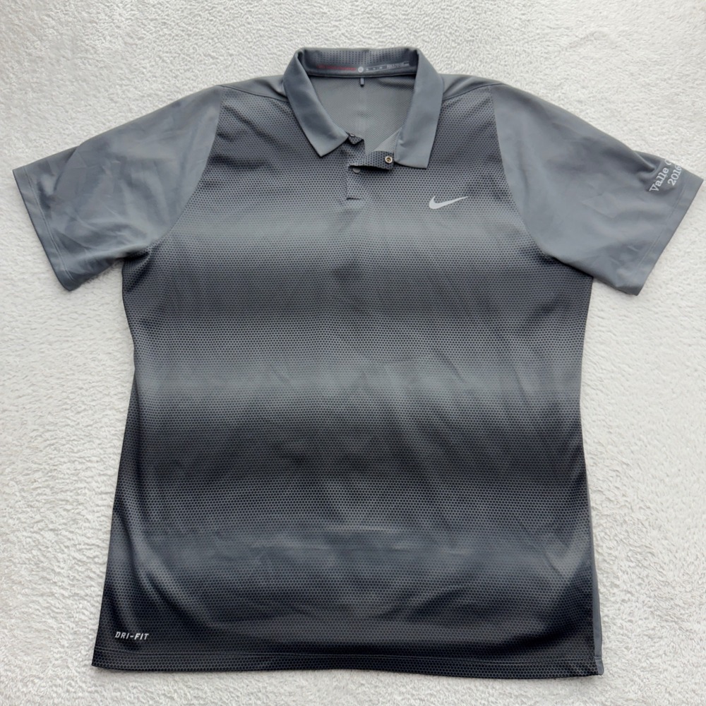Nike‎ Tiger Woods Collection Dri-FIT Grey Ombre Golf Polo XL Valle Cup 2016